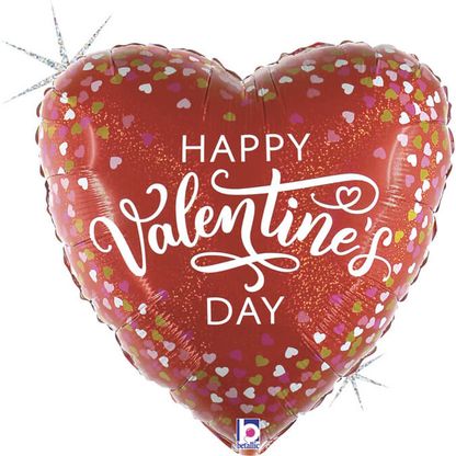 Fólia léggömb szív Happy Valentine Day piros 45cm