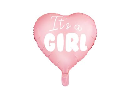 Fólia léggömb szív It´s a girl világos rózsaszín 40cm
