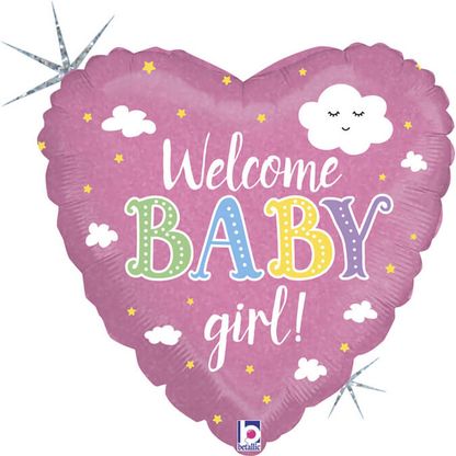 Fólia léggömb szív Welcome Baby Girl 45cm