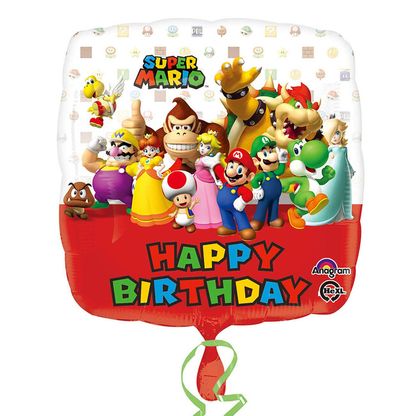 Fólia léggömb Super Mario Happy Birthday 43cm