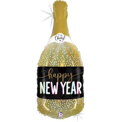 Fólia léggömb supershape Champagne Happy New Year 91cm