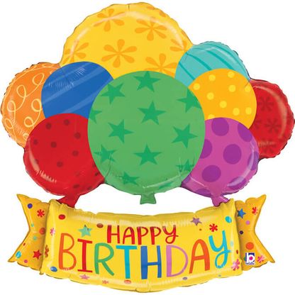 Fólia léggömb supershape Happy Birthday Balloons 94cm
