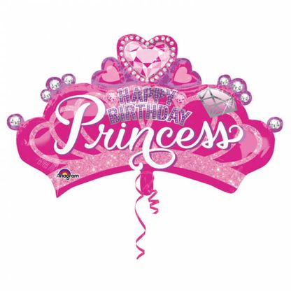 Fólia léggömb supershape Happy Birthday Princess 81x48cm