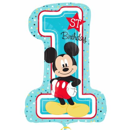 Fólia léggömb supershape Mickey 1. születésnap 48x71cm