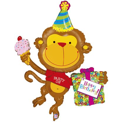 Fólia léggömb supershape Majmocska Happy Birthday 107cm