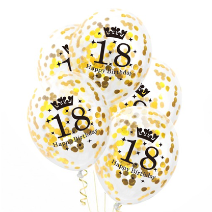 Konfetové balóny 18 rokov zlaté 6ks 30cm