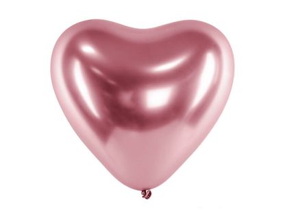 Szatén léggömbök szív rózsaszín arany 30cm 50db