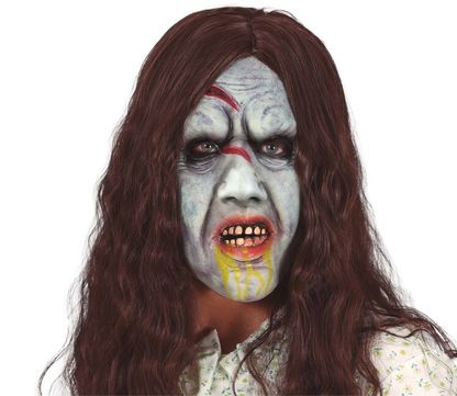 Maszk Zombie lány hajjal latex