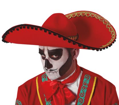 Mexikói Sombrero kalap piros filc