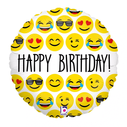 Mini fólia lufi Happy Birthday Emoji 23cm