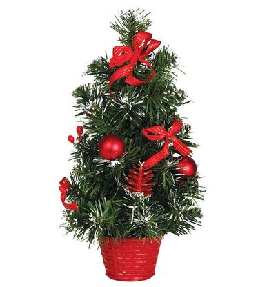 Mű karácsonyfa virágcserépben piros 40cm