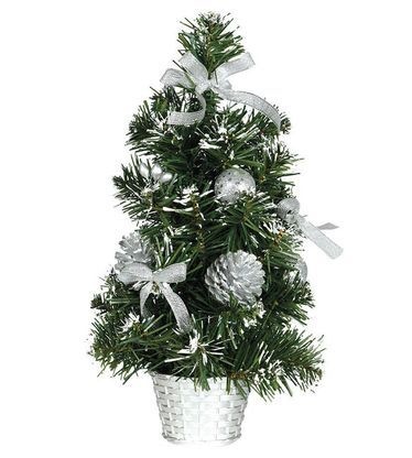 Mű karácsonyfa virágcserépben ezüst 30cm