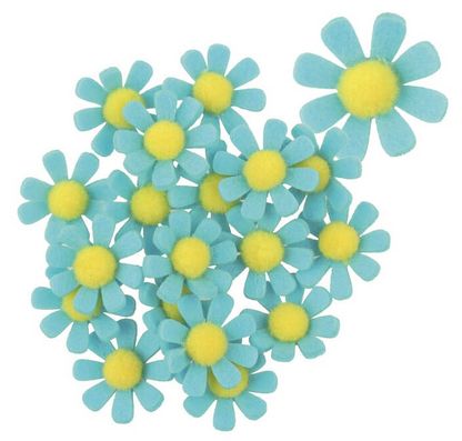 Ragasztható dekorációk Kék virágok 3,5cm 18db