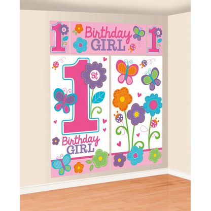 Fali dekoráció 1. születésnap B-day Girl 165x182cm