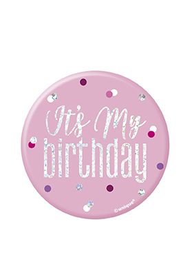 Kitűző It´s My Birthday rózsaszín