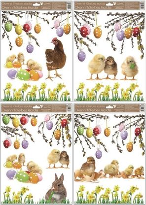 Ablakmatricák Húsvéti tojások és kiscsibék 30x42cm