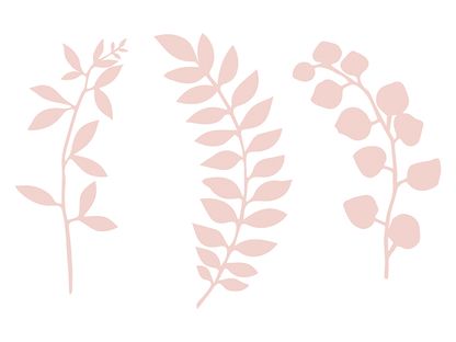 Asztaldekoráció ágacskák levelekkel világos rózsaszín 9db