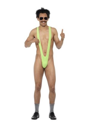 Férfi fürdőruha Borat mankini zöld
