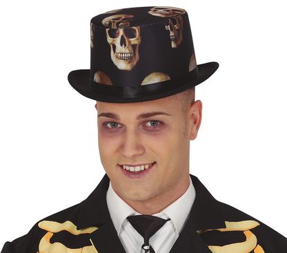 Férfi kalap Halloween csontvázak filc