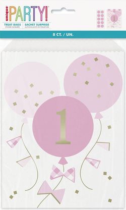 Papírtasakok 1. születésnap rózsaszín-féher