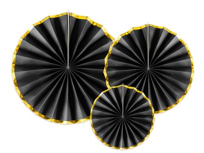 Legyező dekoráció fekete 40x32x23cm 3db