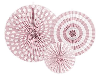 Legyező dekoráció pasztell rózsaszín 40x32x23cm 3db
