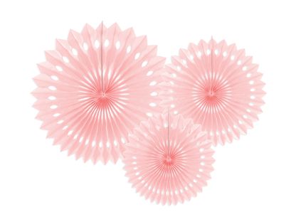 Legyező dekoráció világos rózsaszín 3db
