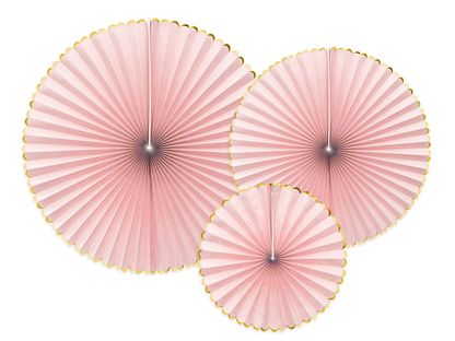 Legyező dekoráció Yummy világos rózsaszín 40x32x23cm 3db
