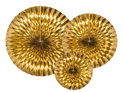 Legyező dekoráció arany 40x32x23cm 3db
