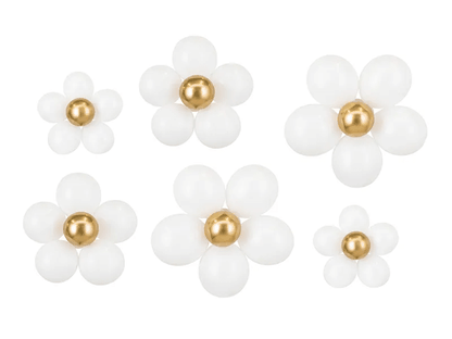 Léggömb szett Virágok fehér-arany 36db