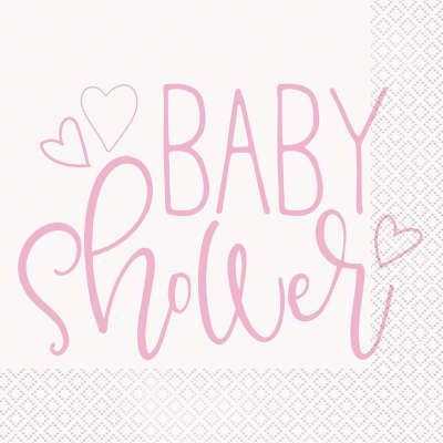 Szalvéta Baby Shower rózsaszín 33cm 16db