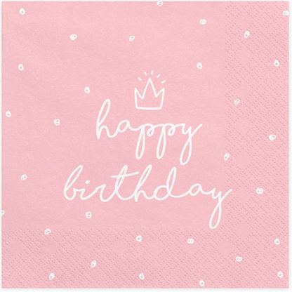 Szalvéta Happy Birthday rózsaszín 33cm 20db