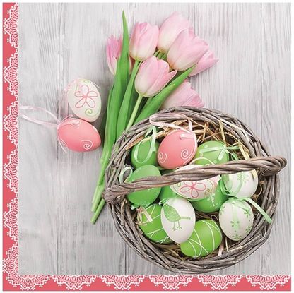 Szalvéta Húsvéti tojások rózsaszín-zöld 33cm 20db