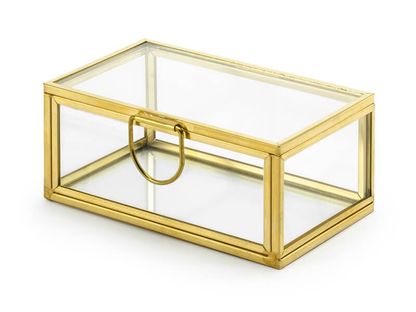 Üvegdoboz jegygyűrűkre arany 9x5,5cm