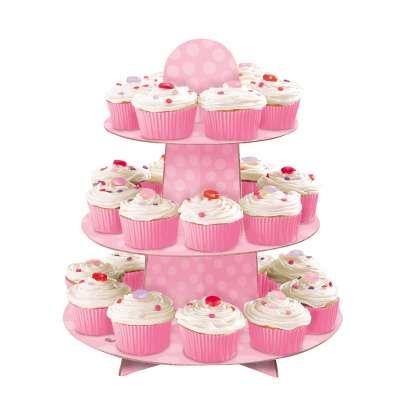 Cupcake és muffin állvány rózsaszín 34cm