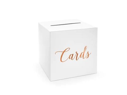 Esküvői doboz Cards rózsaszín-arany 24x24x24cm