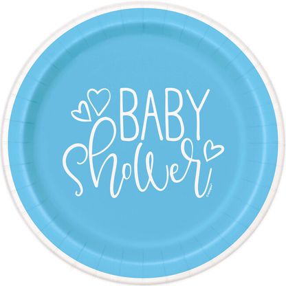 Tányér Baby Shower kék 23cm 8db