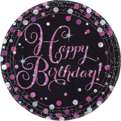 Tányér Happy Birthday Pink Diamonds 22cm 8db