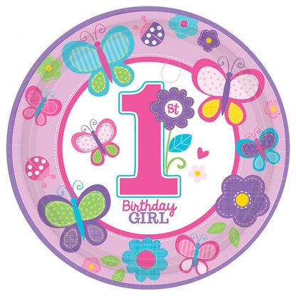 Tányér 1. születésnap B-day Girl 23cm 8db