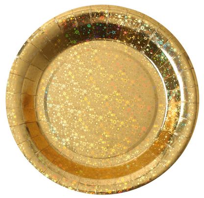 Tányér arany glitter 23cm 10db
