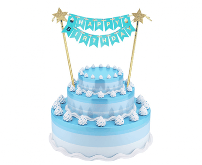 Tortadekoráció Happy Birthday kék 25 cm