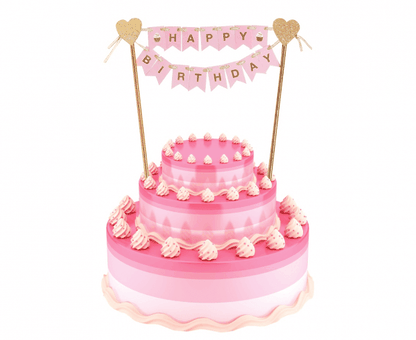 Tortadekoráció Happy Birthday rózsaszín 25cm
