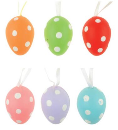 Húsvéti tojások színesek pöttyökkel 4cm 6db