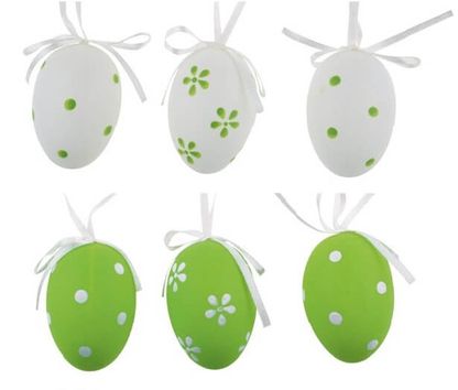 Húsvéti tojások fehér-zöld 6cm 6db