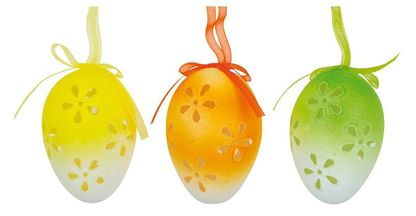 Színes húsvéti tojások faragott virágokkal 6cm 3db