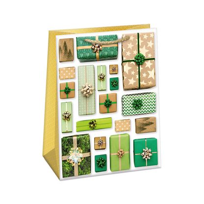 Karácsonyi ajándéktáska Barna-zöld ajándékok 23x32x12,5 cm