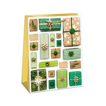 Karácsonyi ajándéktáska Barna-zöld ajándékok 29x38x13 cm