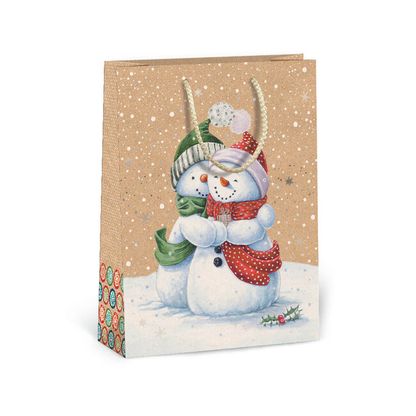 Karácsonyi ajándéktáska Boldog hóemberek 23,3x31,3cm