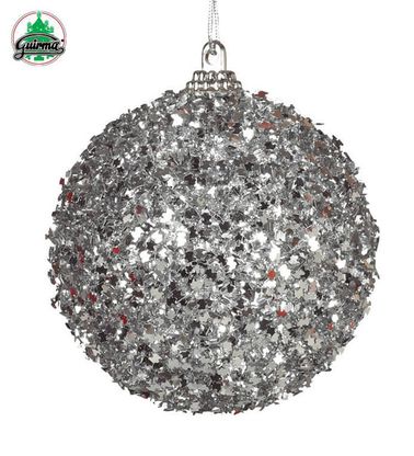 Karácsonyi gömb ezüst csillámos 3db 70mm