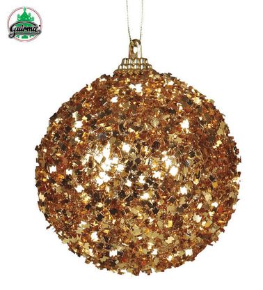 Karácsonyi gömb arany csillámos 3db 70mm